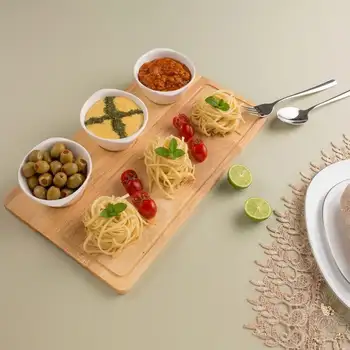 سینی سرو و پذیرایی چوبی به همراه پیاله چینی ریور